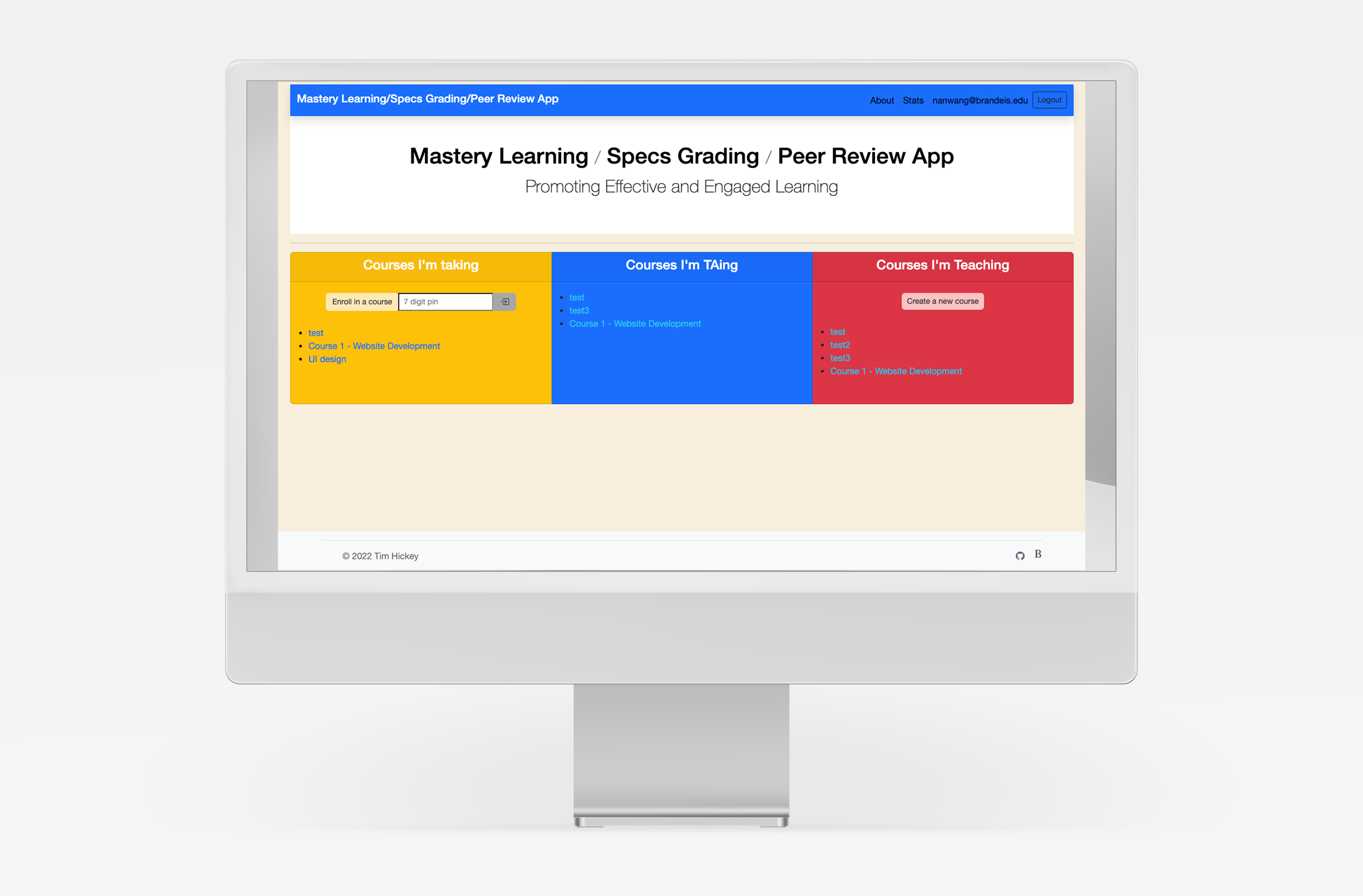 Mastery, Learning/Specs Grading/Peer Review App